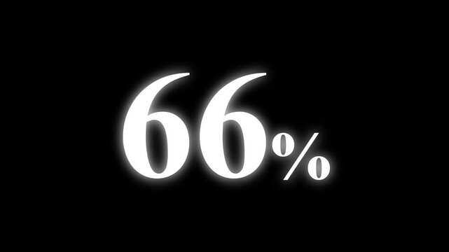 Abstract 66 percent animation on black background. percent with a transparent background. Perfect for video overlays, Rendered in high quality.