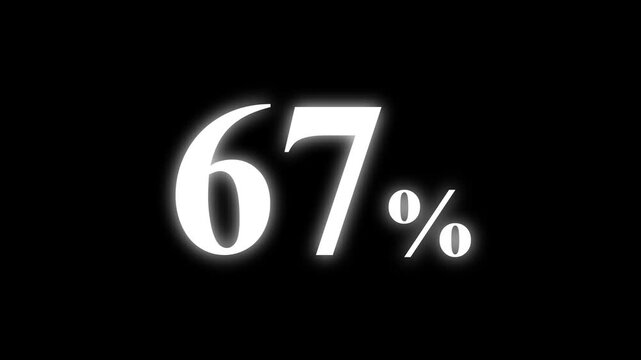 Abstract 67 percent animation on black background. percent with a transparent background. Perfect for video overlays, Rendered in high quality.
