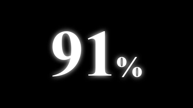 Abstract 91 percent animation on black background. percent with a transparent background. Perfect for video overlays, Rendered in high quality.