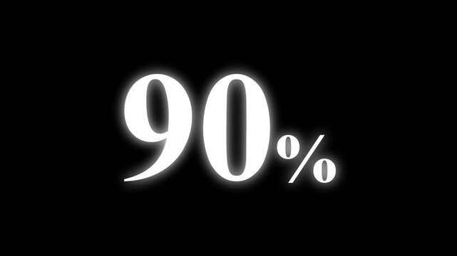 Abstract 90 percent animation on black background. percent with a transparent background. Perfect for video overlays, Rendered in high quality.