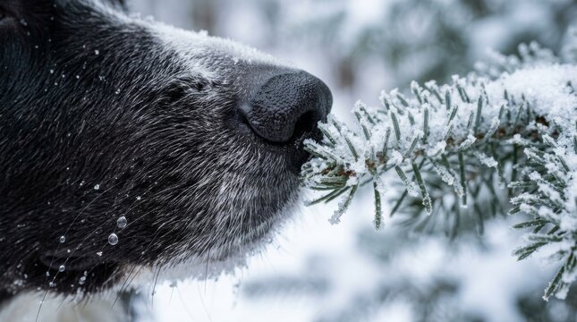 snow winter animal nature cold forest mammal scene