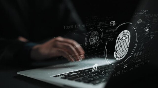 Biometric fingerprint identification and cybersecurity system ensuring secure access, identity verification, cloud data protection, and digital safety Marrow
