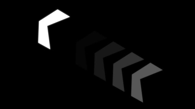 Fast forward white symbols icon symbol animation on black background. Fast forward sign moving right to left a arrow icon.4k animation
