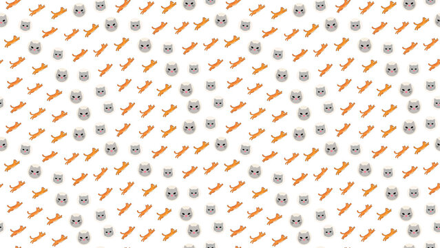 Cartoon cat pattern isolated on transparent background