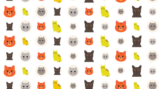 Cartoon cat pattern on transparent background