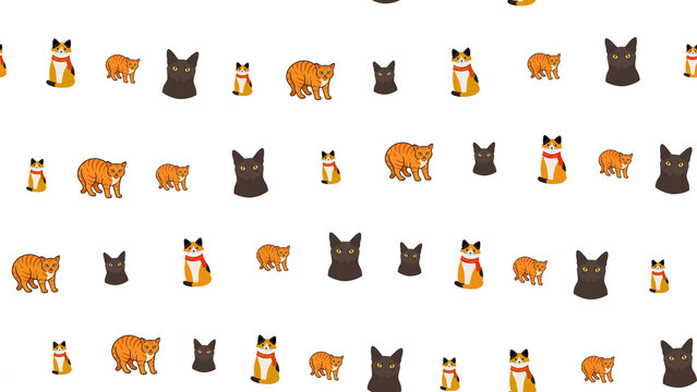 Cute cat pattern isolated on transparent background
