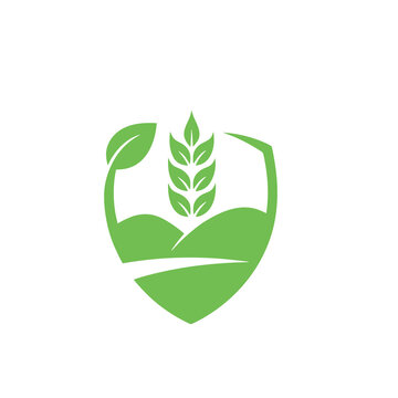 Green shield logo with wheat and flexing arm