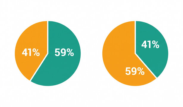 41 and 59 Percent Pie Chart Circle Diagram Vector Symbols for Business Finance