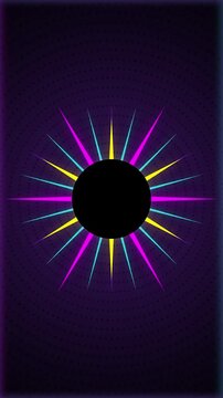 Colorful glowing rays exploding central circle seamless loop motion