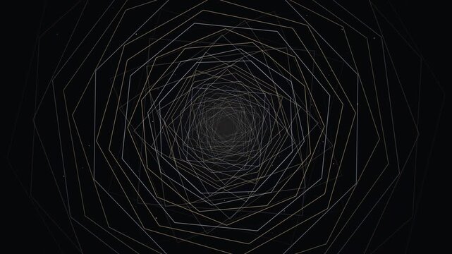 Mystical spiral light pattern in deep black void