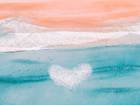 Love Heart Beach Blue Ocean