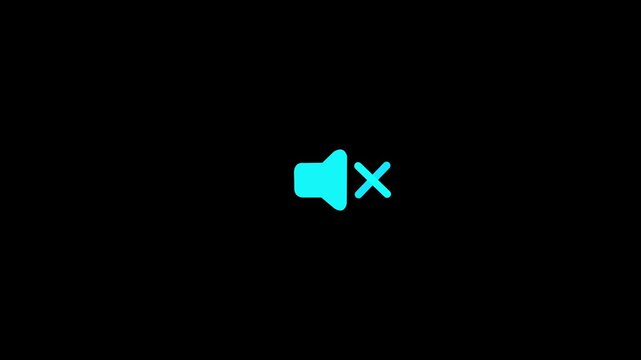 No allowed sound sign animation with transparent background with alpha channel, mute icon showing volume symbol with prohibition sign.