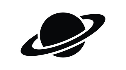 Planet with rings silhouette against a white background © MDSIAM