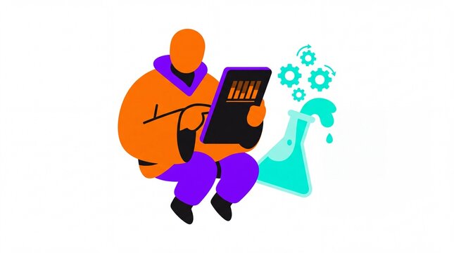 Halloween vektor scientist analyzing digital research data