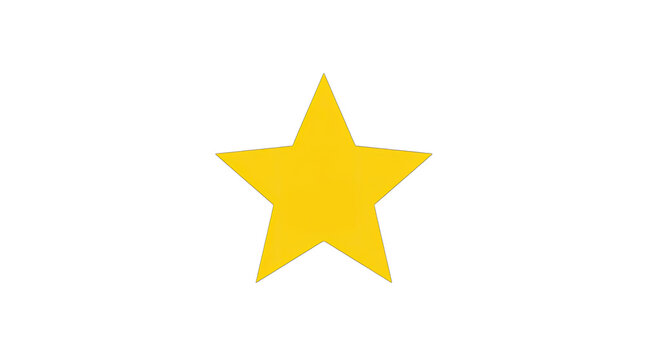 Yellow five point star shape isolated for rating symbol reward badge and holiday celebration graphics.