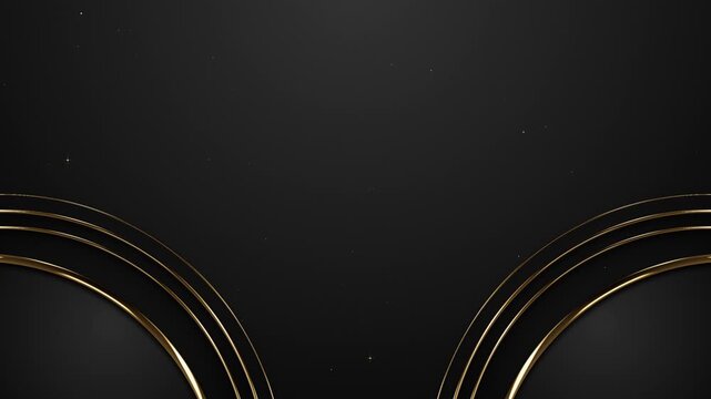 Luxury Black and Gold Dual Curved Arches and Glitter Particles Trailer Titles Cinematic Openers Intro Background Loop