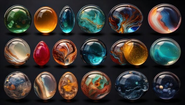 Vibrant colorful glass marbles collection.