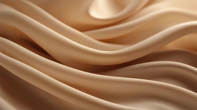 Elegant flowing silk fabric in a soft beige tone, showcasing luxurious texture and gentle ripples, ideal for fashion and interiors