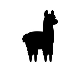 Fototapeta premium Llama silhouette icon in black design for animal themed graphics and cute farm pet prints.