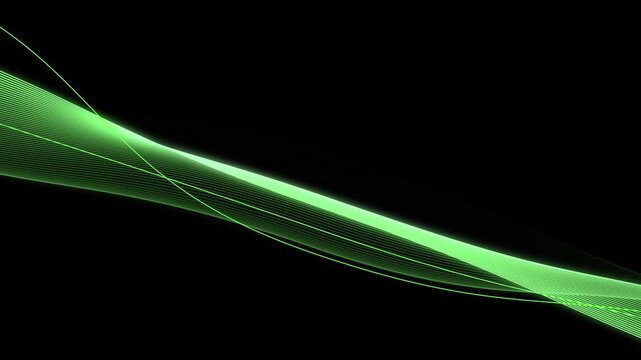 Glowing wave lines background animation, Glowing wave made of fine parallel lines with curves background, creating a modern abstract technology design.