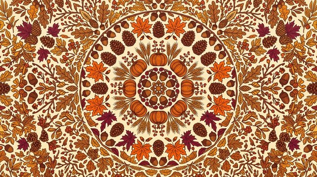 Thanksgiving harvest mandala pattern vektor illustration