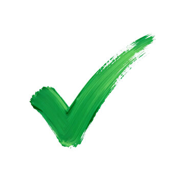 Green Hand-Painted Check Mark Icon on White Background