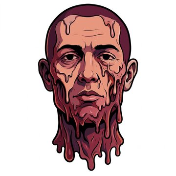 scary zombie face melting meat