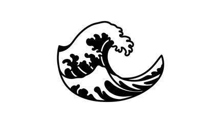 Fototapeta premium Stylized Black and White Ocean Wave Illustration