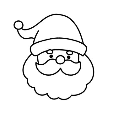 Minimalist Santa Claus Line Art Christmas Icon Illustration