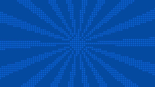 Abstract blue background with a radial pattern of glowing digital square pixel dots.