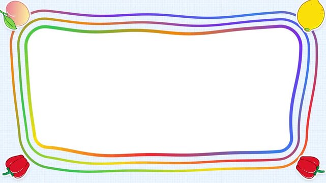 Colorful Rainbow Border with Fruit Icons Animated Frame Loop