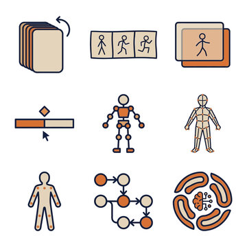 Animation Evolution Technology Flat Vector Icon Set