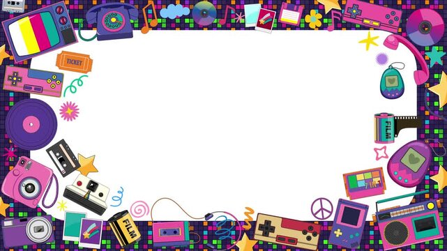 Retro Pixel Arcade Border Frame Loop With Copy Space
