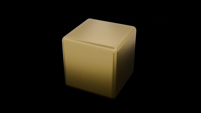 Metallic Gold Cube Rotating Loop 3d Motion Graphic on Isolated on Transparent Background Loop