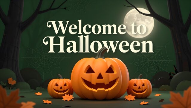 Welcome To Halloween Elegant Pumpkin Invitation Poster Design