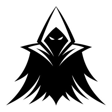 Darkness Embodied: A silhouette figure cloaked in shadow, embodying mystery and foreboding, with sharp angles and glowing eyes suggesting hidden power or danger.