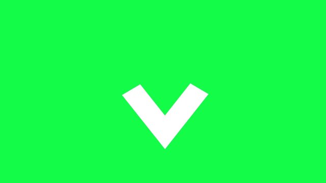 Animated Downward Arrows Motion Graphic, Black Chevron Symbols on White and Green Screen Background