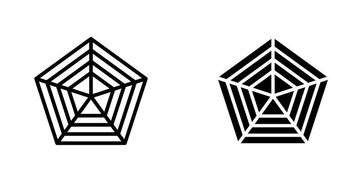 Chart-radar icon flat outline in black