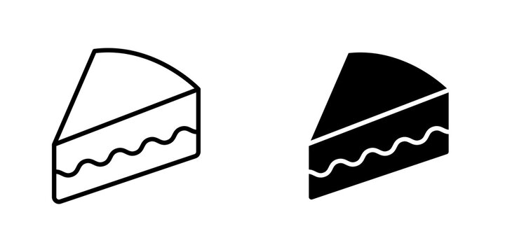Cake-slice icon flat outline in black
