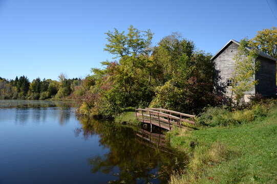 Old footbridge in fall