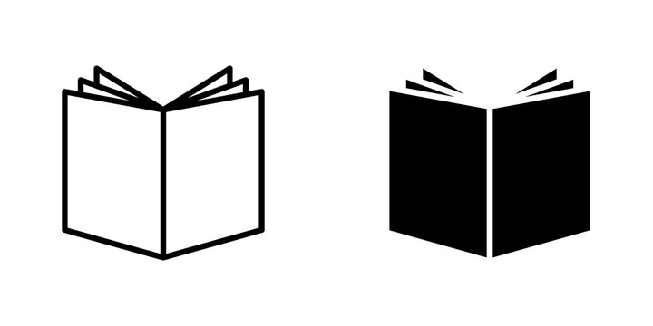 Book open icon flat outline in black