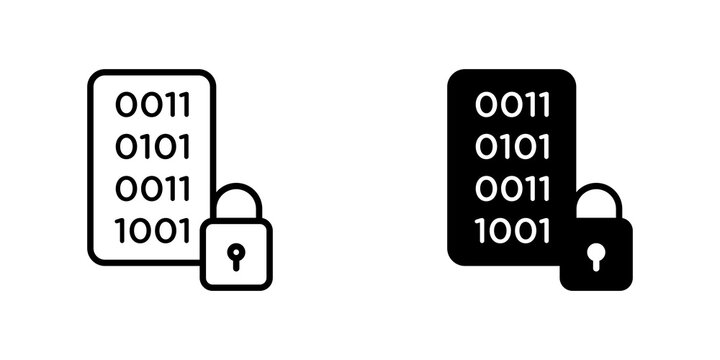 Binary Lock icon flat outline in black