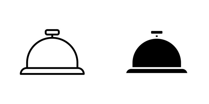 Bell concierge icon flat outline in black