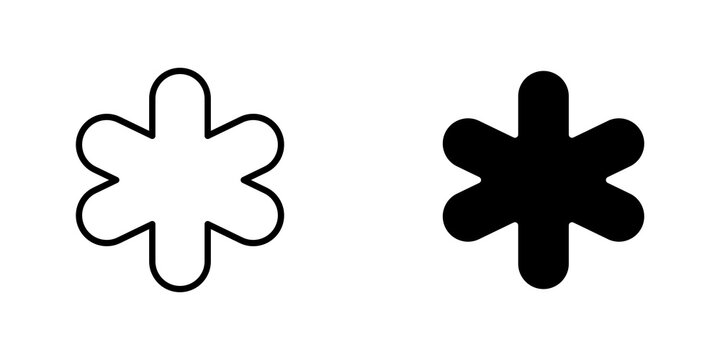 Asterisk icon flat outline in black