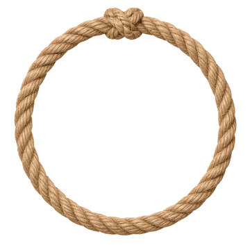 Circular braided rope with knot forming a round frame