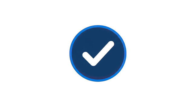 Minimalist blue check mark icon for interface design and completion status indication.