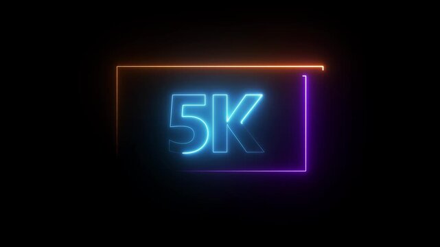 Glowing red neon 10K light text animation. Shining neon number motion graphic for 10K followers and subscribers celebration.