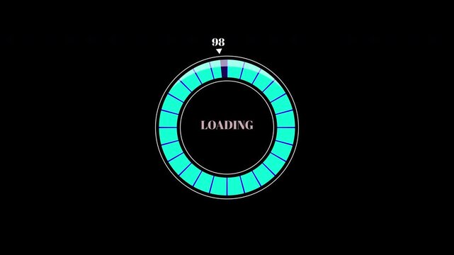 Circular cyan loading progress bar animation on transparent background