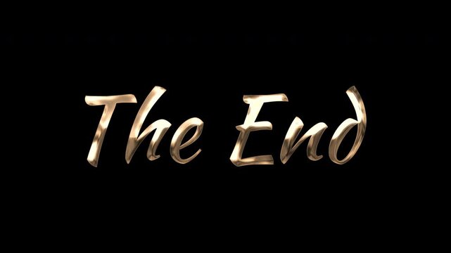 Golden metallic script lettering with an elegant final screen font on a black background, perfect for luxurious ending credits.
