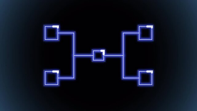Blue neon tournament bracket diagram glowing on a  overlay background for